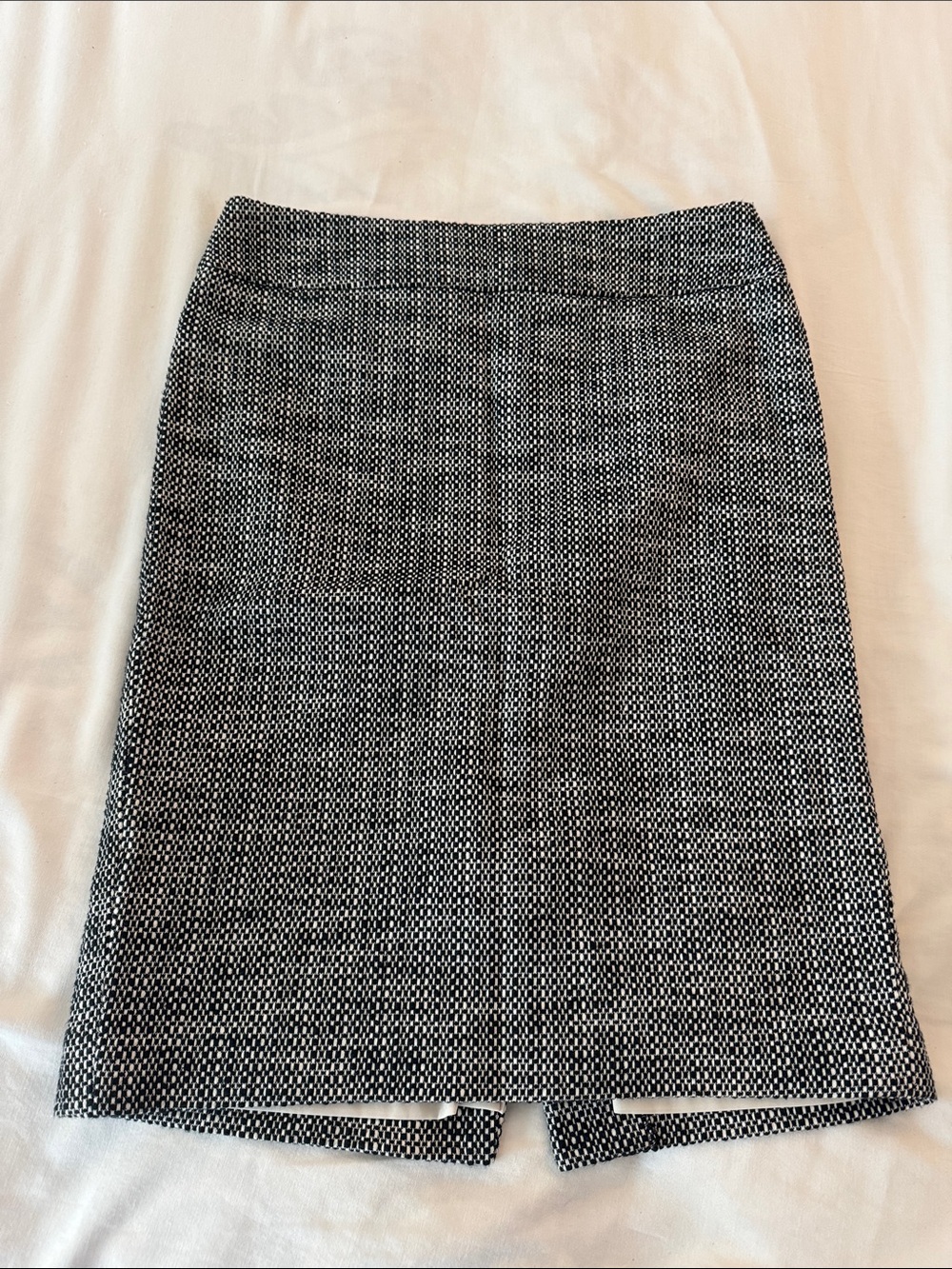 LOFT Black and White Tweed Pencil Skirt